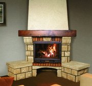 Установка камина (кассеты),  монтаж сэндвич дымохода